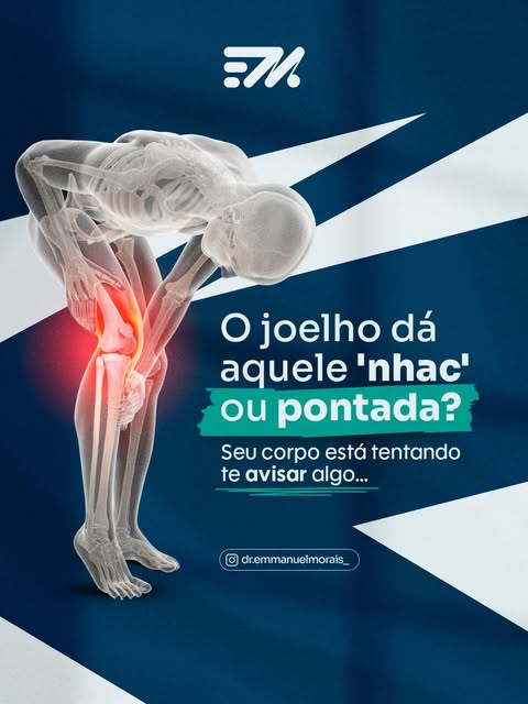 Ilustração da articulação do joelho com destaque para a região dolorida